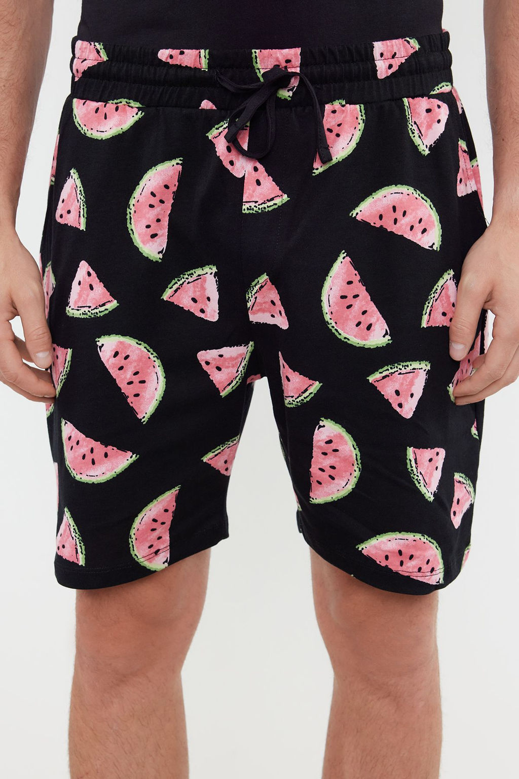 TRENDYOL MAN Siyah Couple/Cift Regular Fit Karpuz Desenli %100 Pamuklu Sortlu Erkek Pijama Tak?m? TMNSS24PT00050 - Trendyolmilla фото 4