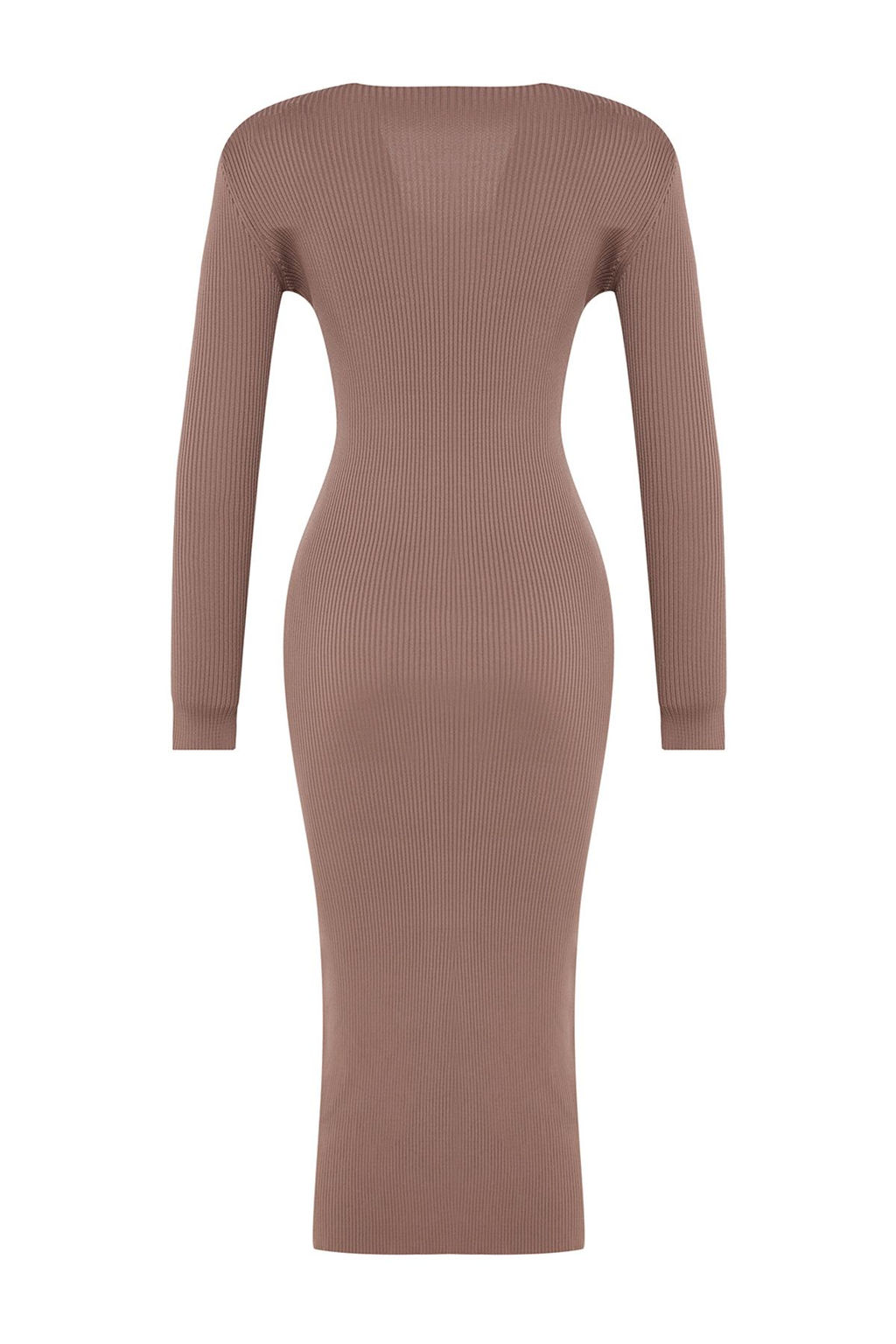 TRENDYOLMILLA Kahverengi Midi Triko Bodycone Elbise TWOAW25EL00045  фото 7
