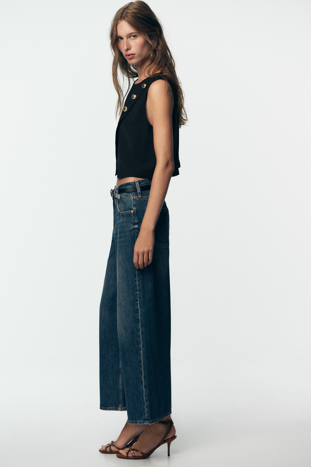 Z1975 HIGH-WAIST BELTED CULOTTES JEANS - Zara фото 16