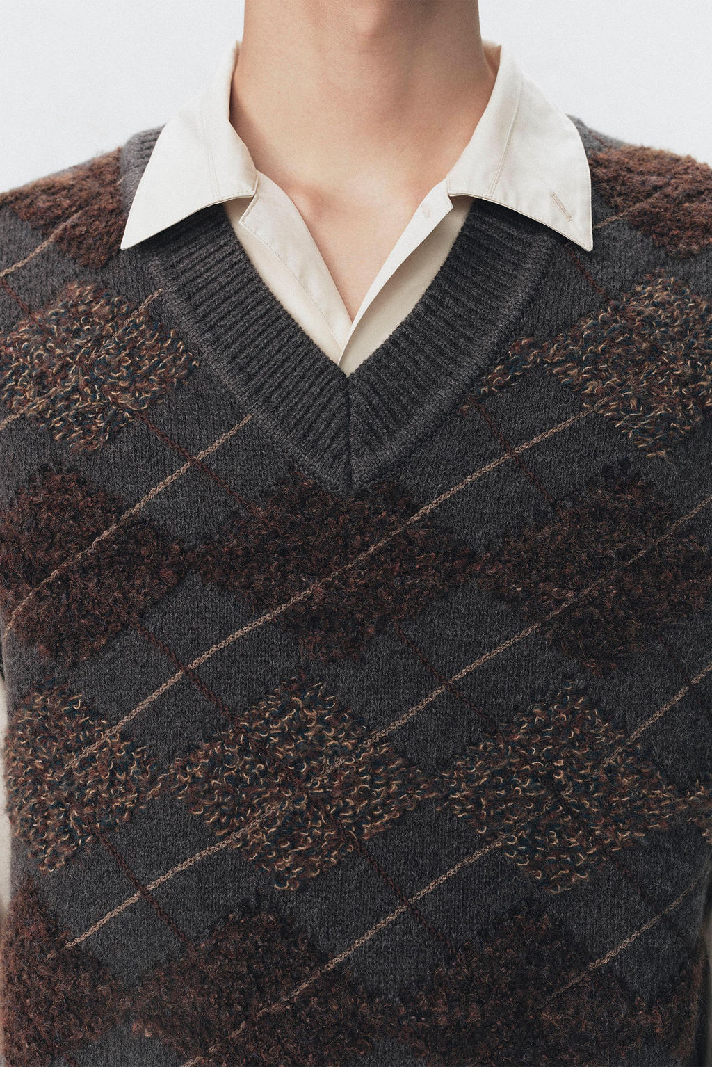 CHALECO PUNTO ROMBOS TEXTURA SOSHIOTSUKI X ZARA / Gris antracita  фото 4