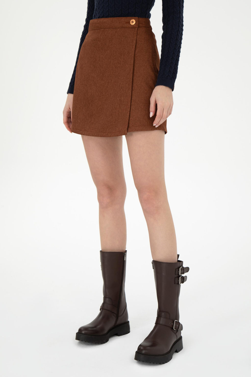 Женская коричневая тканая юбка Неожиданная скидка в корзине - U.s. polo assn фото 2