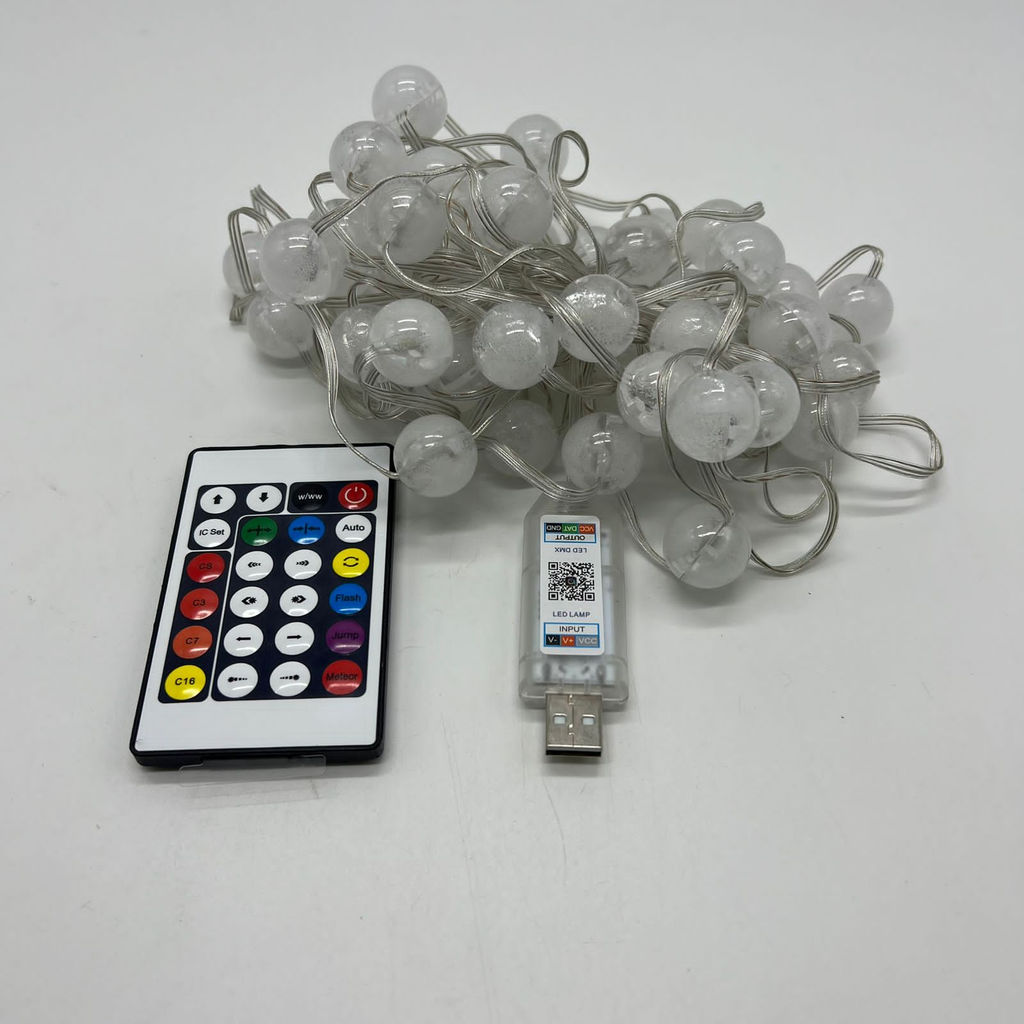 Гирлянда нить USB с пультом глянцевые шарики 10 м (арт. HZ-116) - Ип лебедев о.ю фото 2