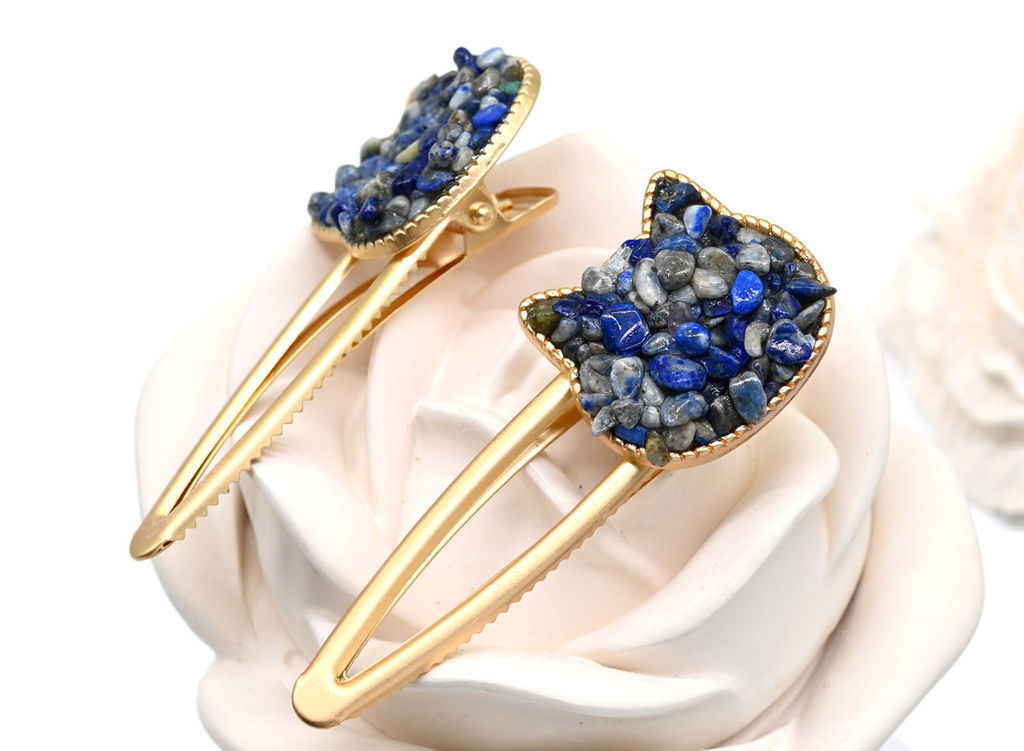 Заколка зажим Котик с натуральным моховым агатом 7*2,8*1,8см - Радуга камня фото 23