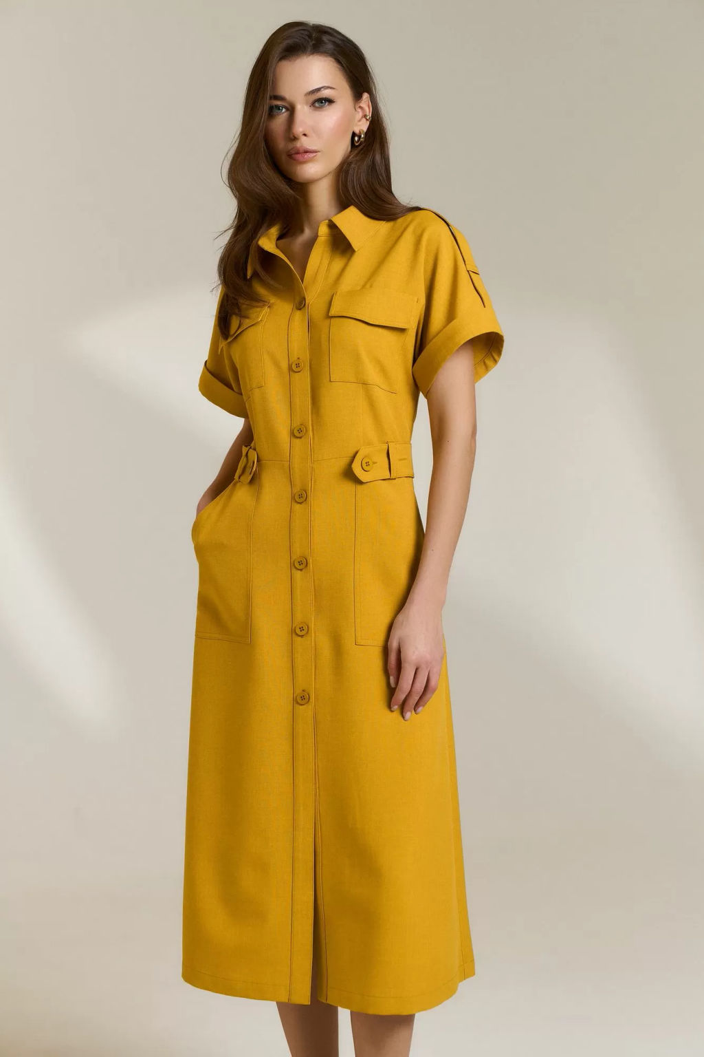 Платье 0832 горчичный - Diliafashion фото 3