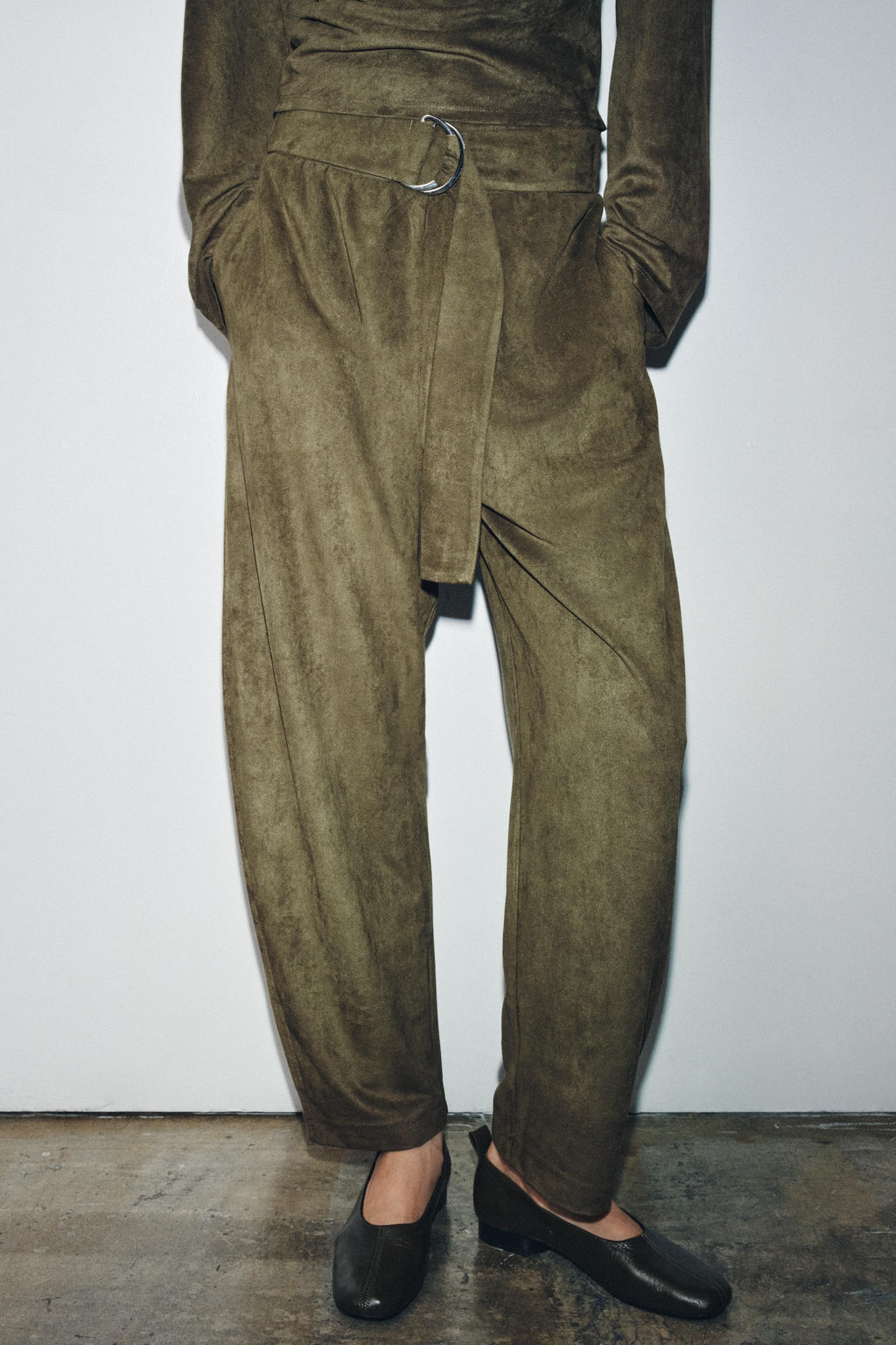 FAUX SUEDE BALLOON TROUSERS