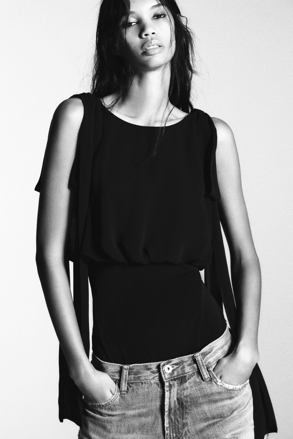 COMBINED GEORGETTE BODYSUIT WITH BOWS - Zara фото 5