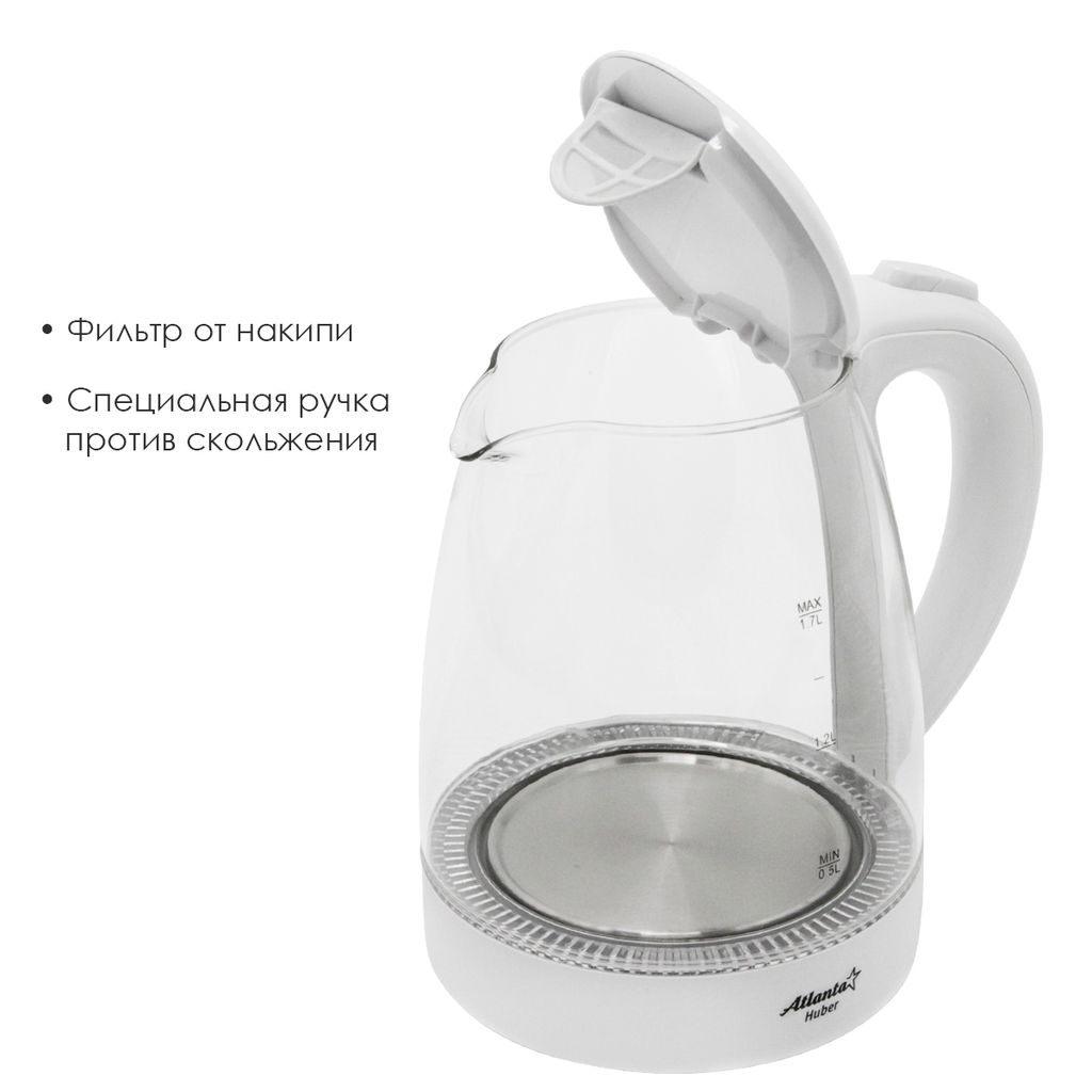 Чайник электрический 1,7 л стеклянный арт. ATH-2470 - Полимербыт фото 4