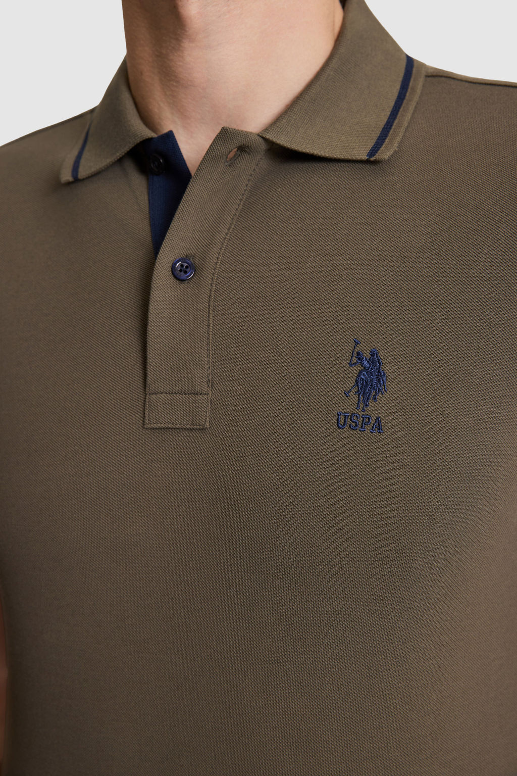 Erkek Koyu Haki Slim Fit Polo Yaka Basic Ti__rt - U.s. polo assn фото 6