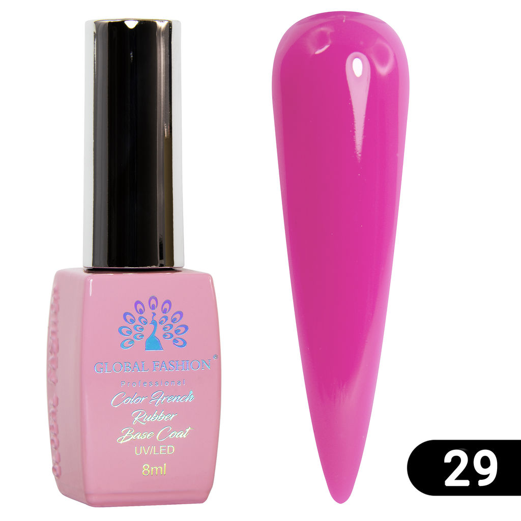 Цветная френч база для гель лака Global Fashion, Color French Base Coat 8 мл, 29  фото 5