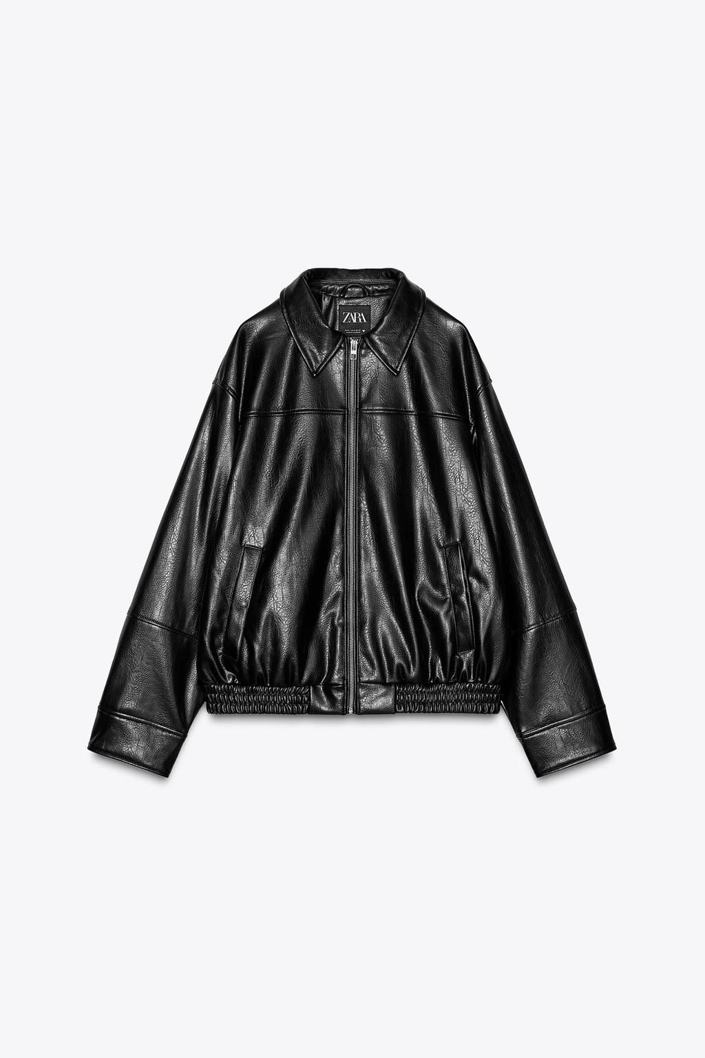 LEATHER EFFECT BOMBER JACKET - Zara фото 13