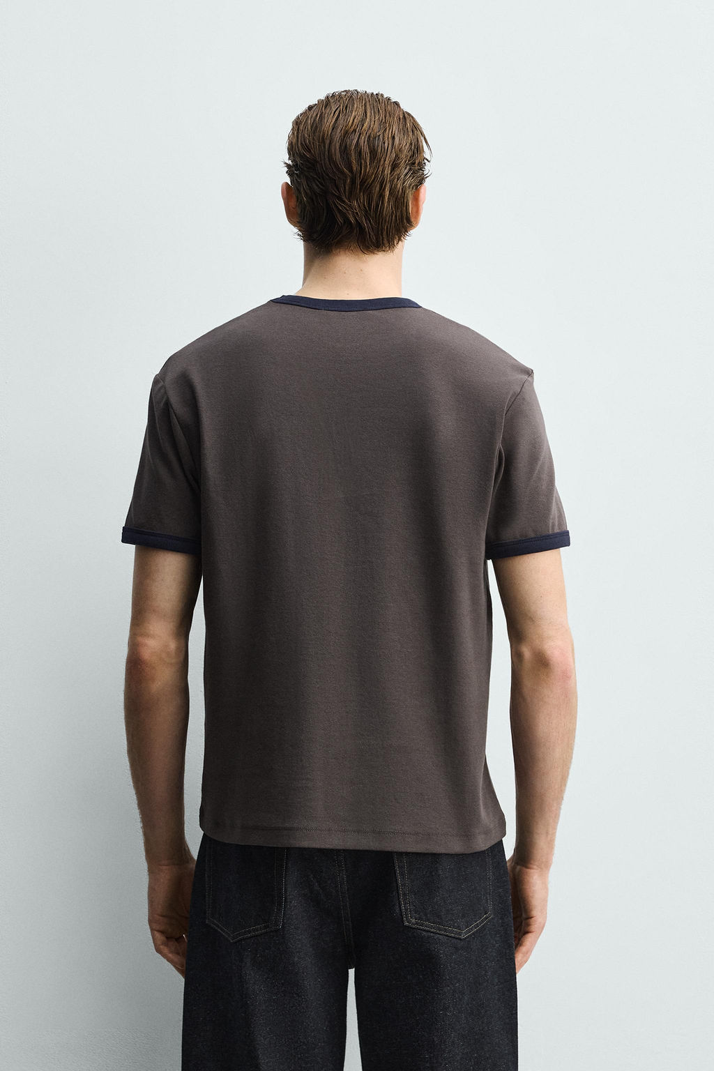 CAMISETA RIB CONTRASTE B?SICA / Gris antracita - Zara фото 3