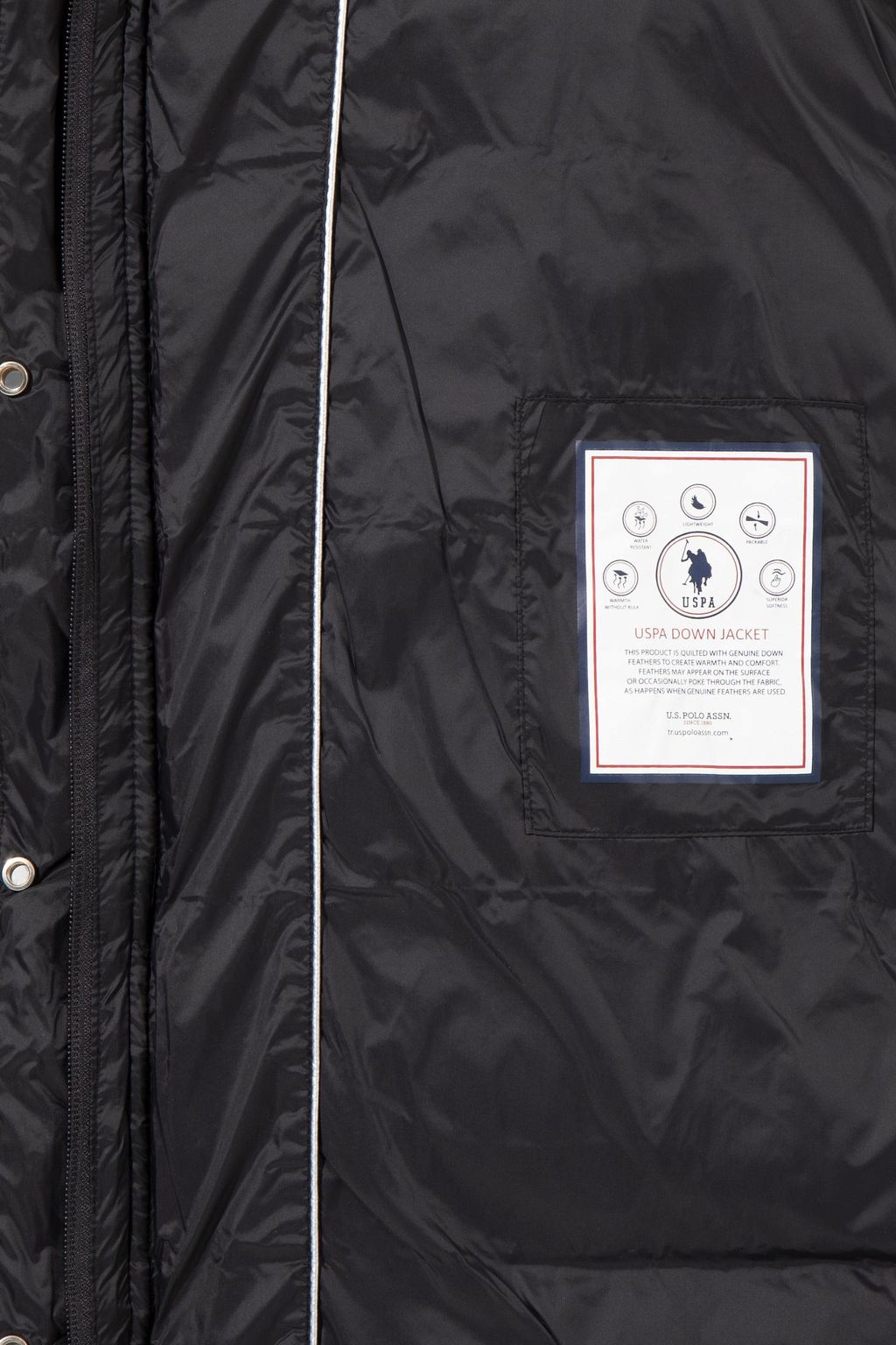 Женское черное пальто с капюшоном из синтетики - U.s. polo assn фото 8