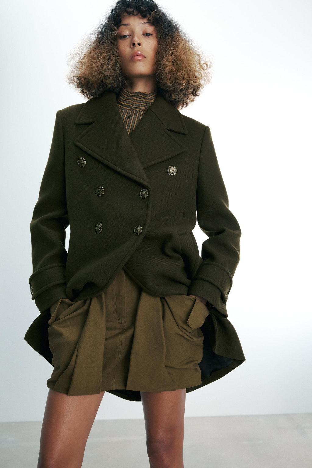 ASYMMETRIC WOOL BLEND COAT WITH BUTTONS ZW COLLECTION