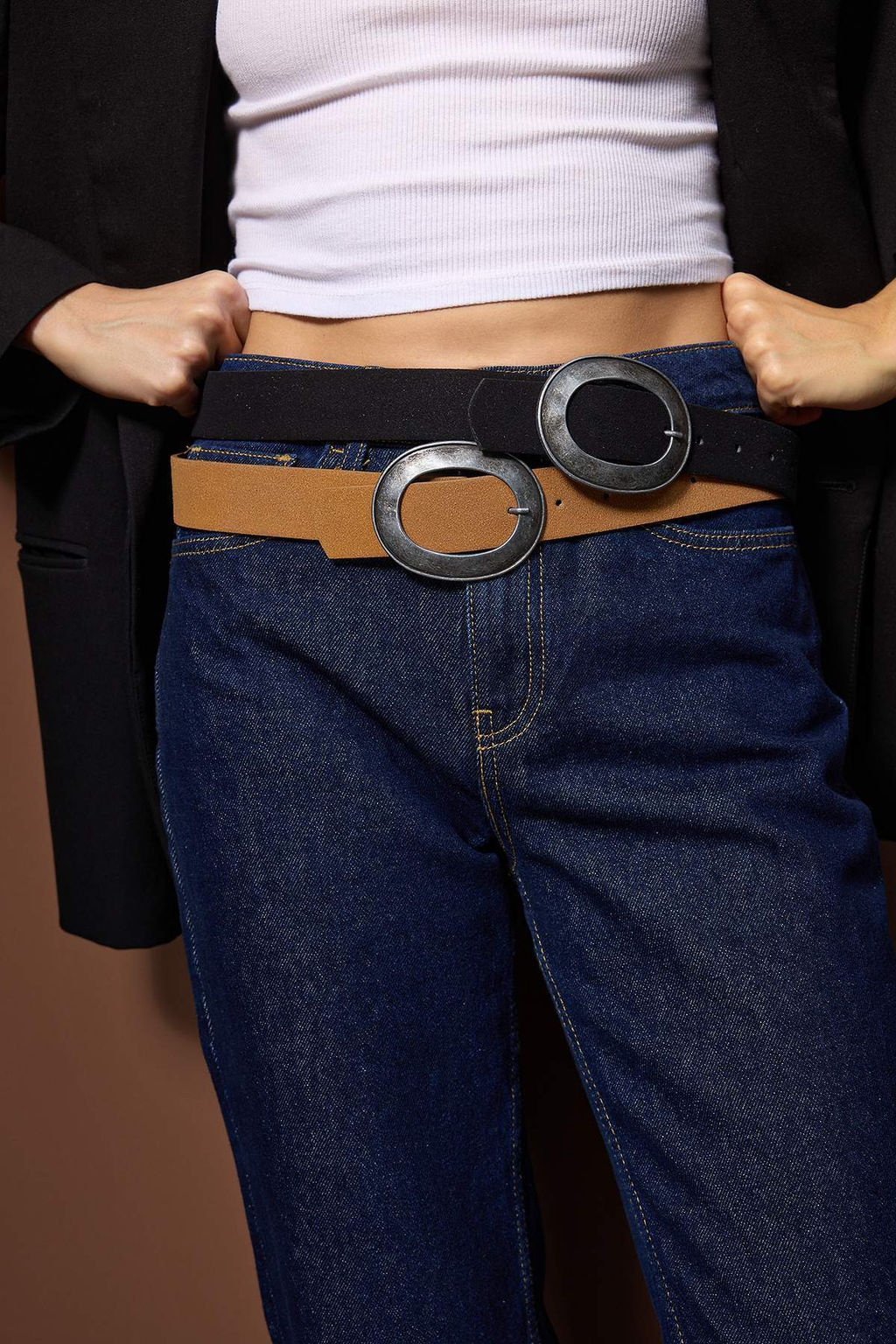 Siyah-Taba 2li Paket Suet Kemer TWOAW26KE00018