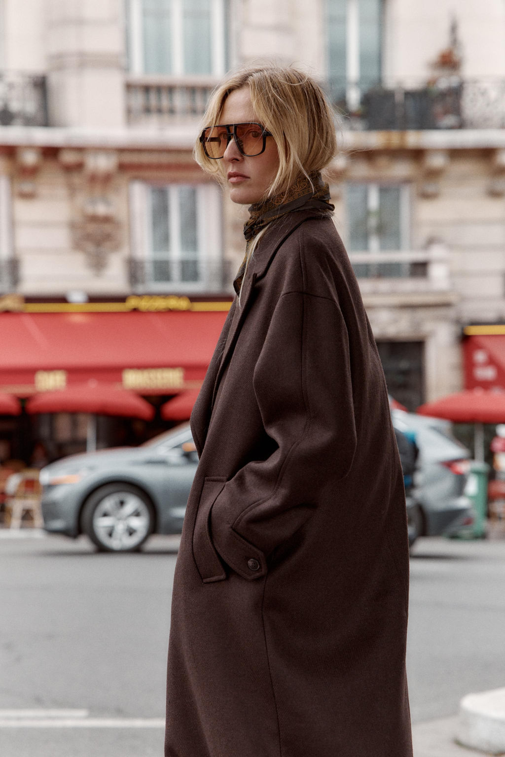 COAT WITH COMBINED LEATHER EFFECT COLLAR - Zara фото 5