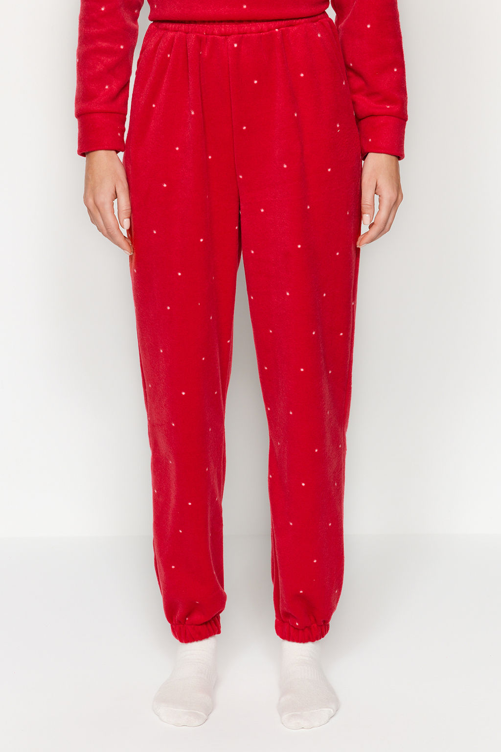 Trendyolmilla Lacivert Puantiyeli Polar K?sl?k Orme Pijama Tak?m? THMAW24PT00032  фото 6
