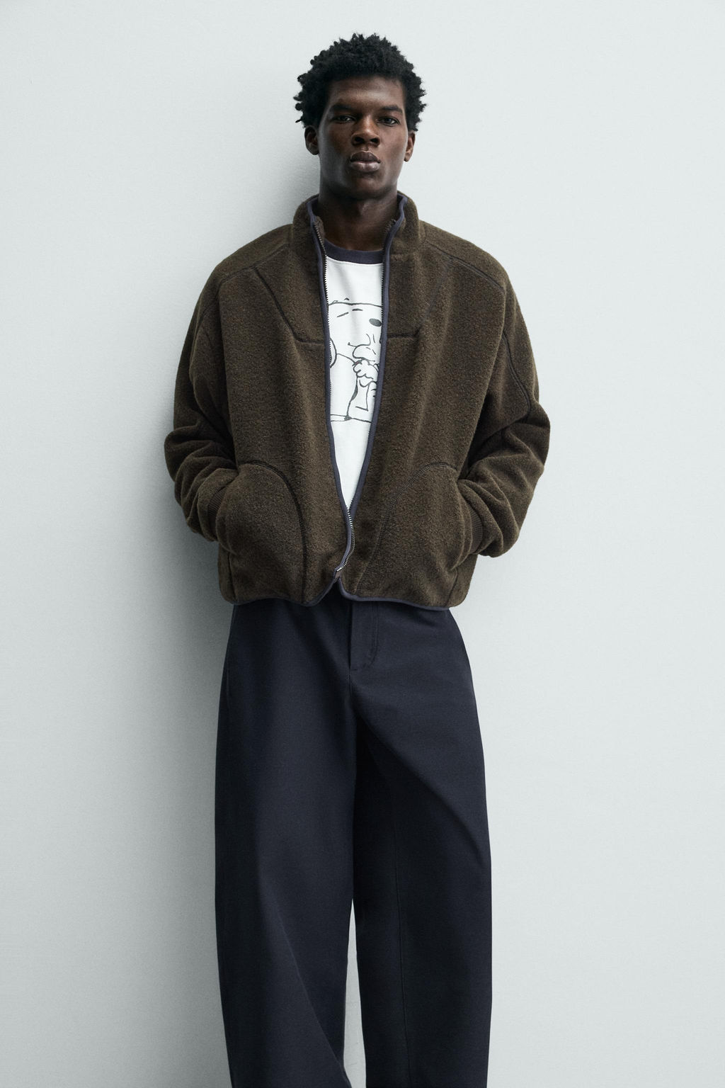 FLEECE ZIP SWEATSHIRT - Zara фото 5