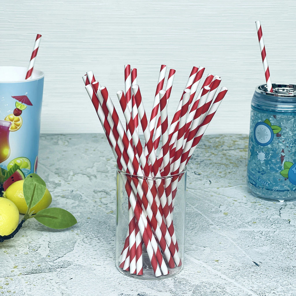 Трубочка для коктейля "Праздник" 19,5 см d-6 мм (набор 25 шт), Красный