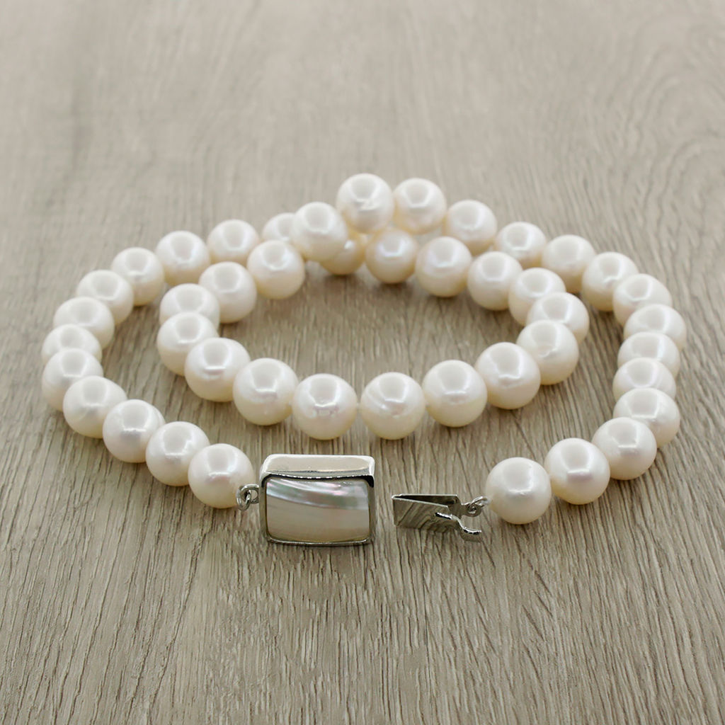 Бусы белый жемчуг, очень ровный 9мм класс А, длина 46см