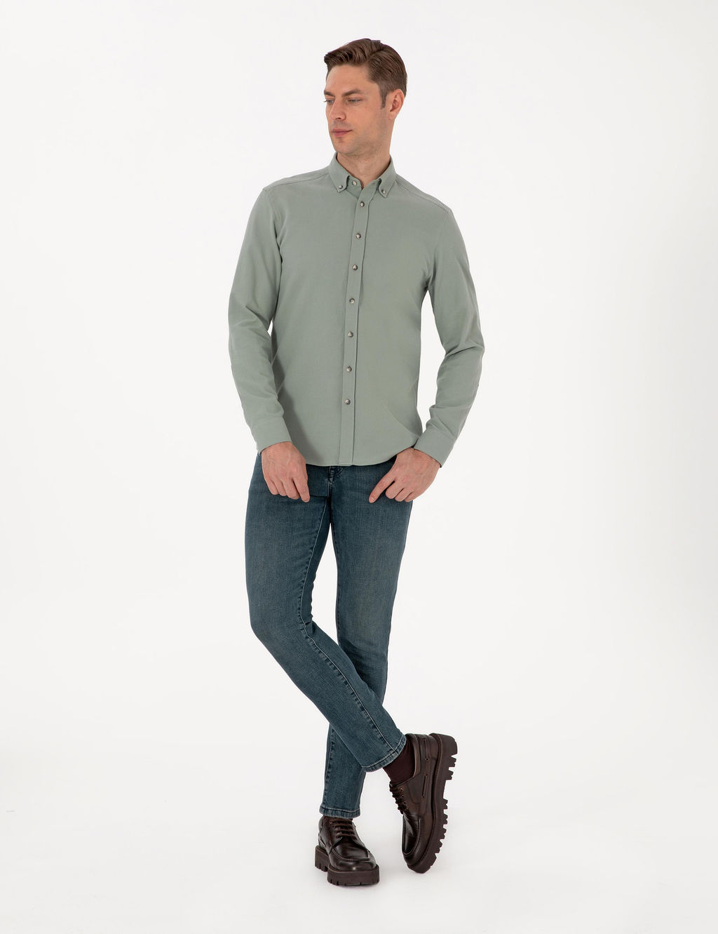 A__k Ye_il Slim Fit Uzun Kollu G_mlek - Pierre cardin фото 4