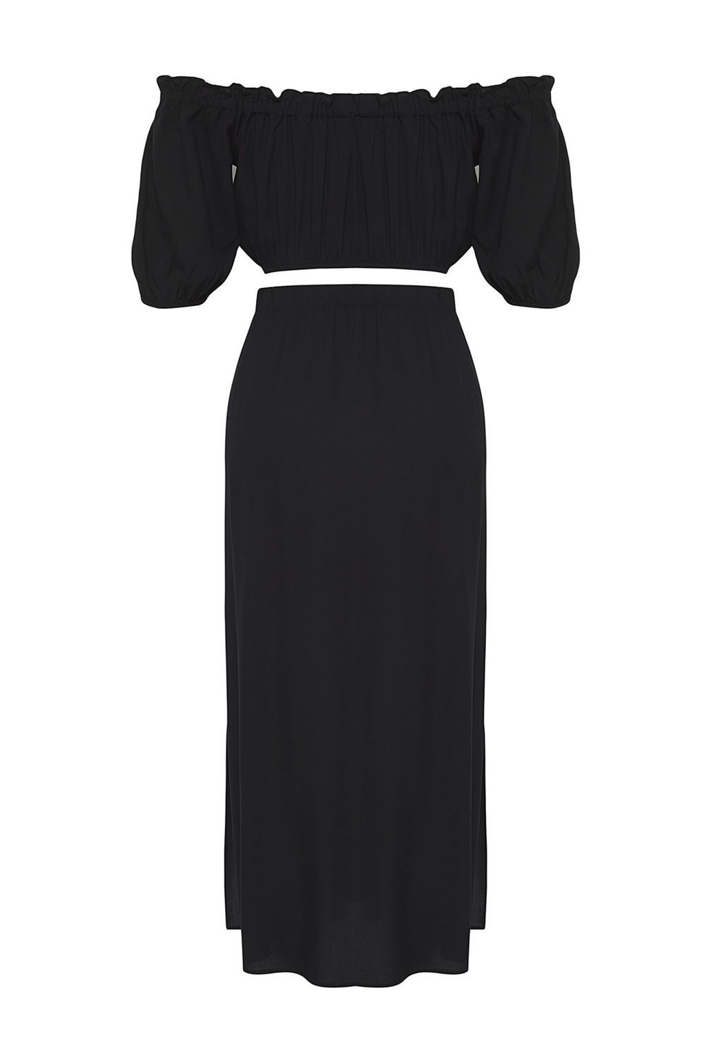 Plaj Giyim Siyah Dokuma Midi Yuksek Bel Bluz-Etek Tak?m TBESS25AU00080 - Trendyolmilla фото 6