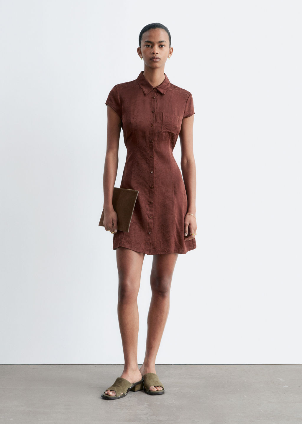 Minivestido camisero de jacquard - H&m фото 3