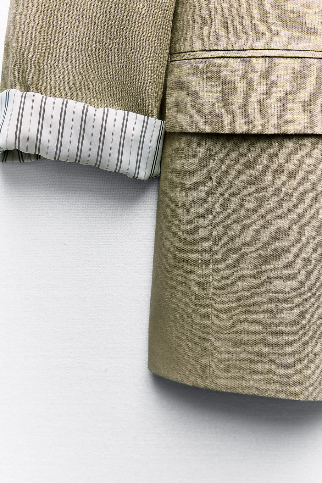 LINEN BLEND ROLL-UP SLEEVE OPEN BLAZER - Zara фото 6