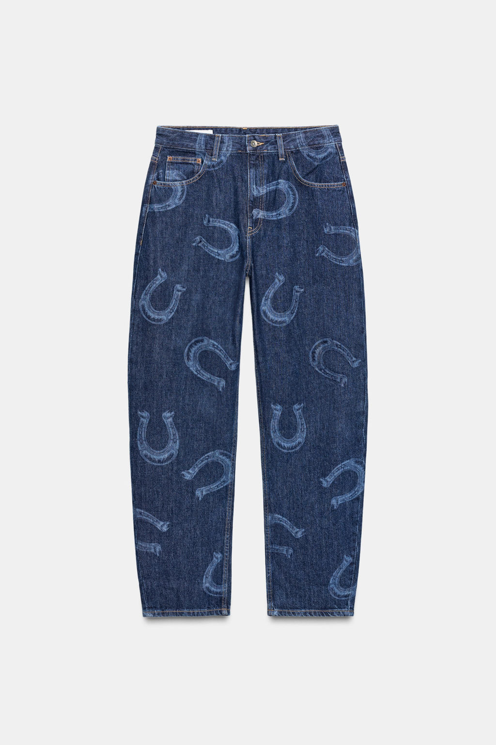 HIGH-WAIST HORSESHOE DETAIL TRF BARREL JEANS - Zara фото 7