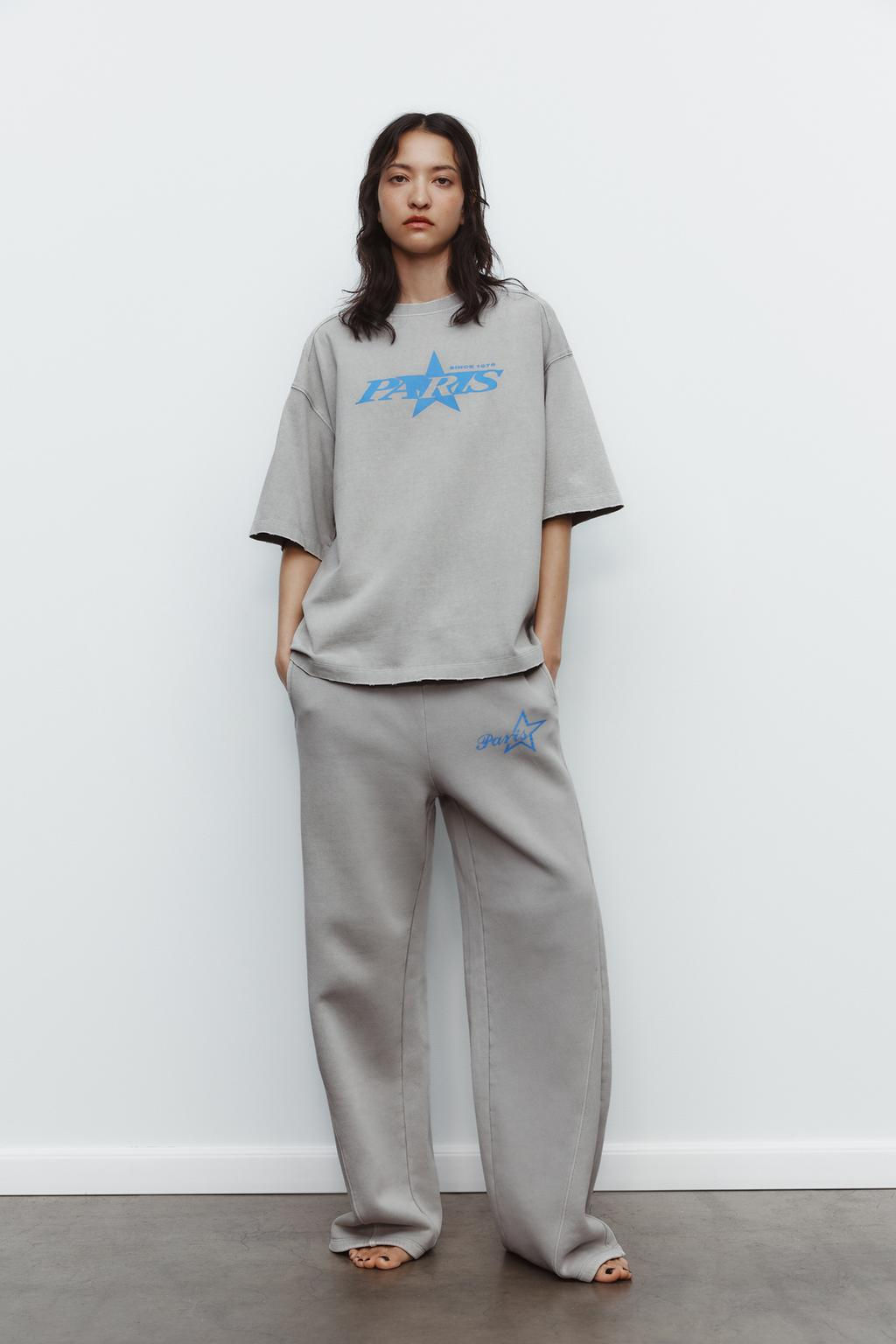 FADED-EFFECT T-SHIRT WITH SLOGAN