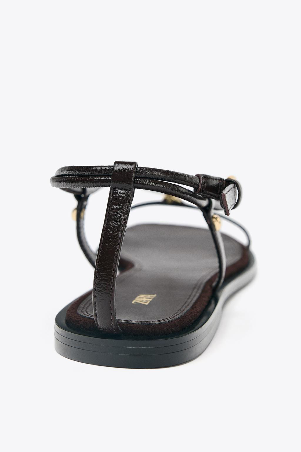 LEATHER THIN STRAPPY SANDALS - Zara фото 10
