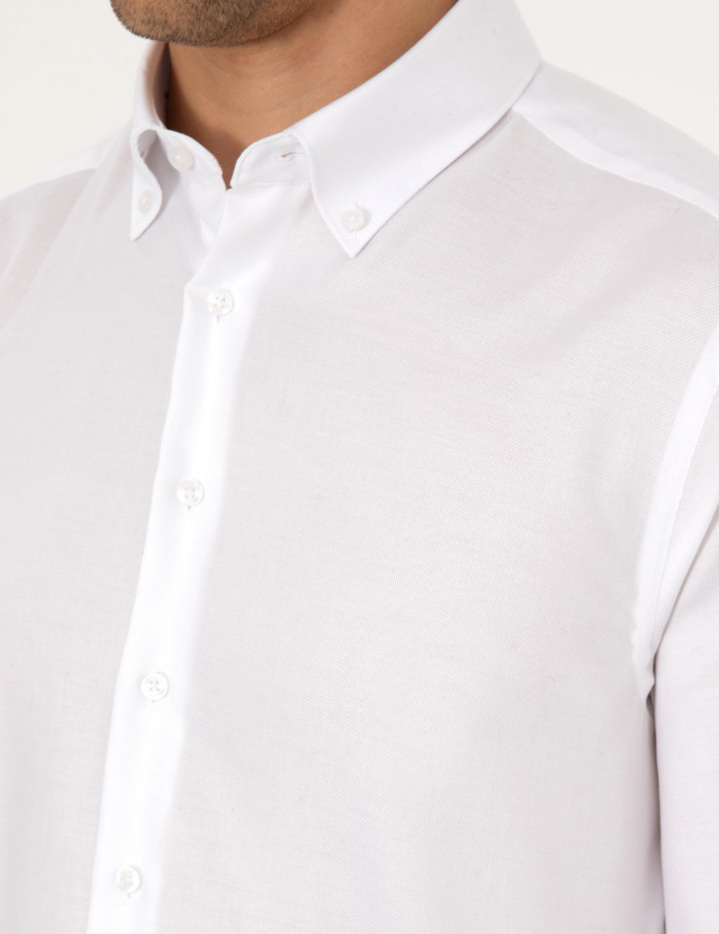 Beyaz Non Iron Slim Fit Uzun Kollu Basic G_mlek