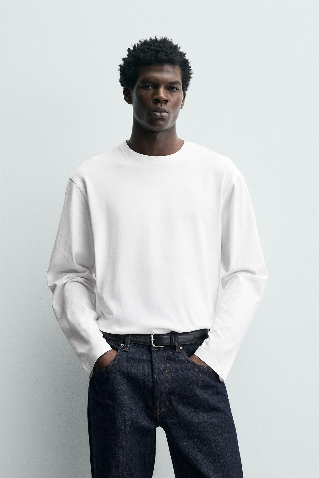 CAMISETA MANGA LARGA RELAXED FIT / Blanco