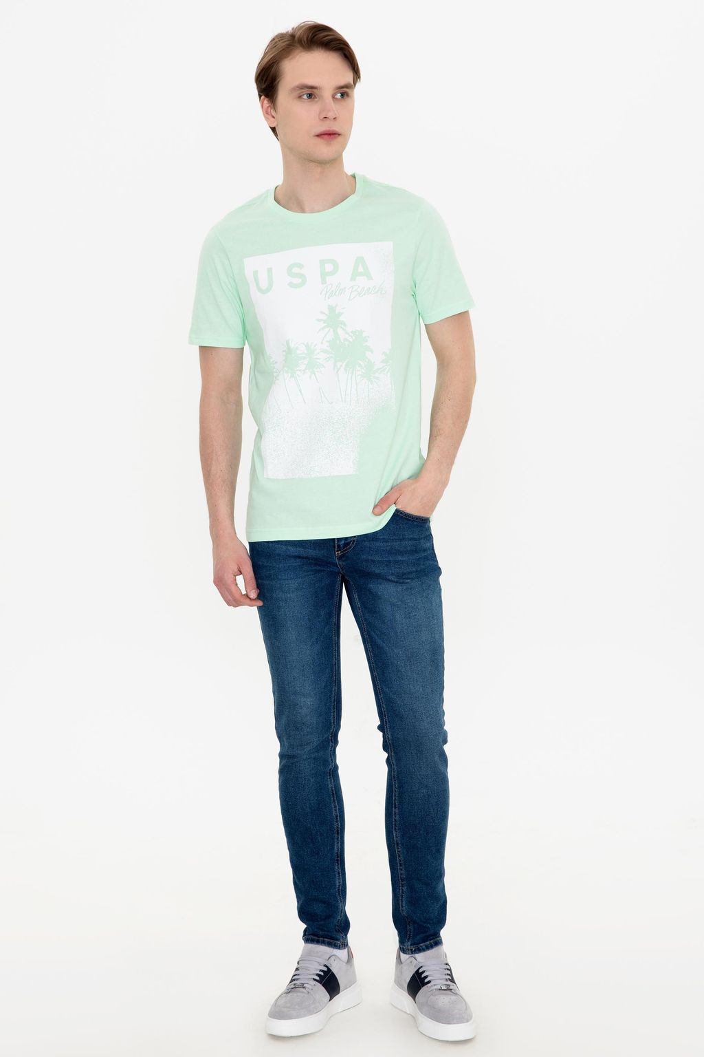 U. S. Polo Assn Мужская мятная футболка с круглым вырезом - U.s. polo assn фото 4