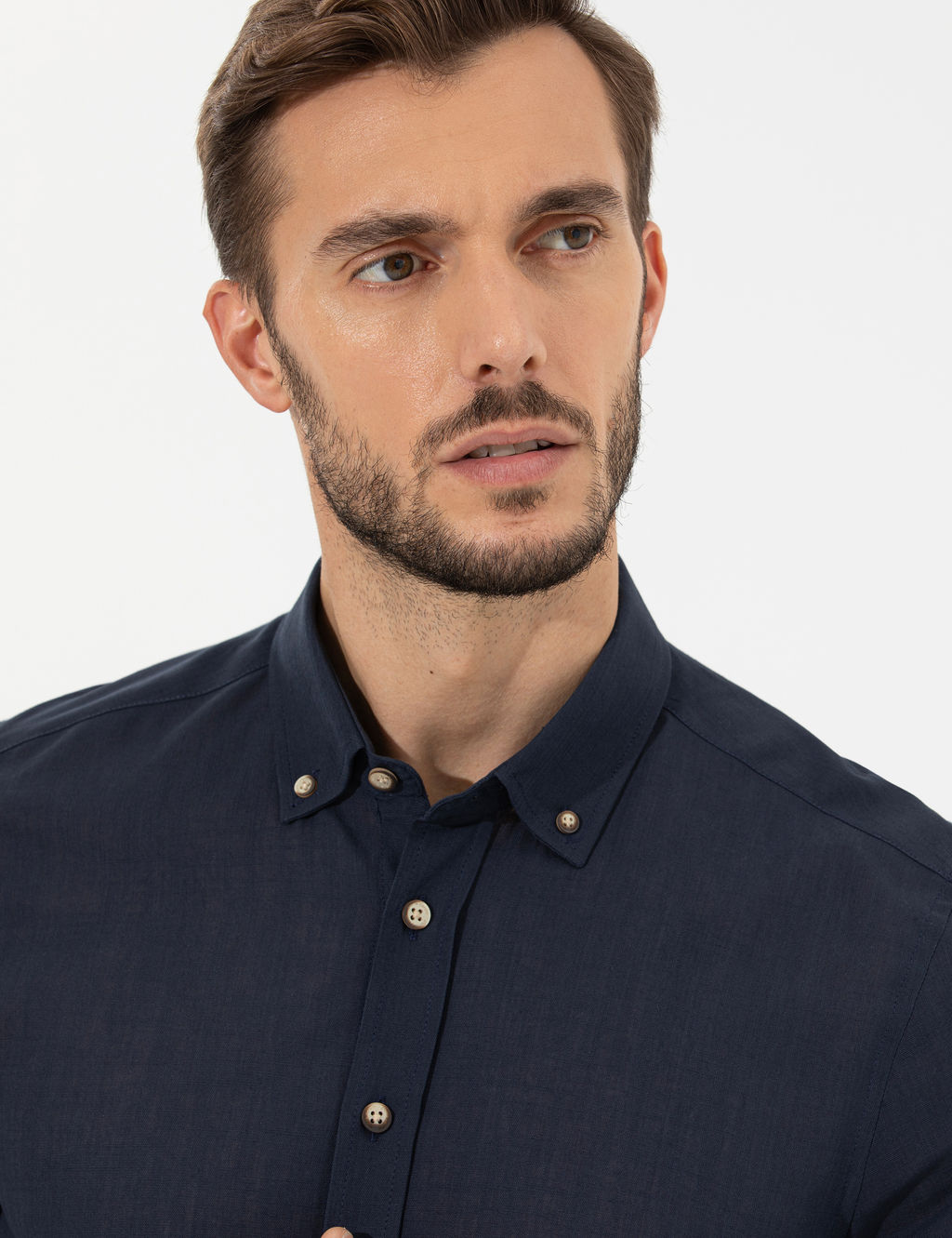 Lacivert Slim Fit Uzun Kollu G_mlek