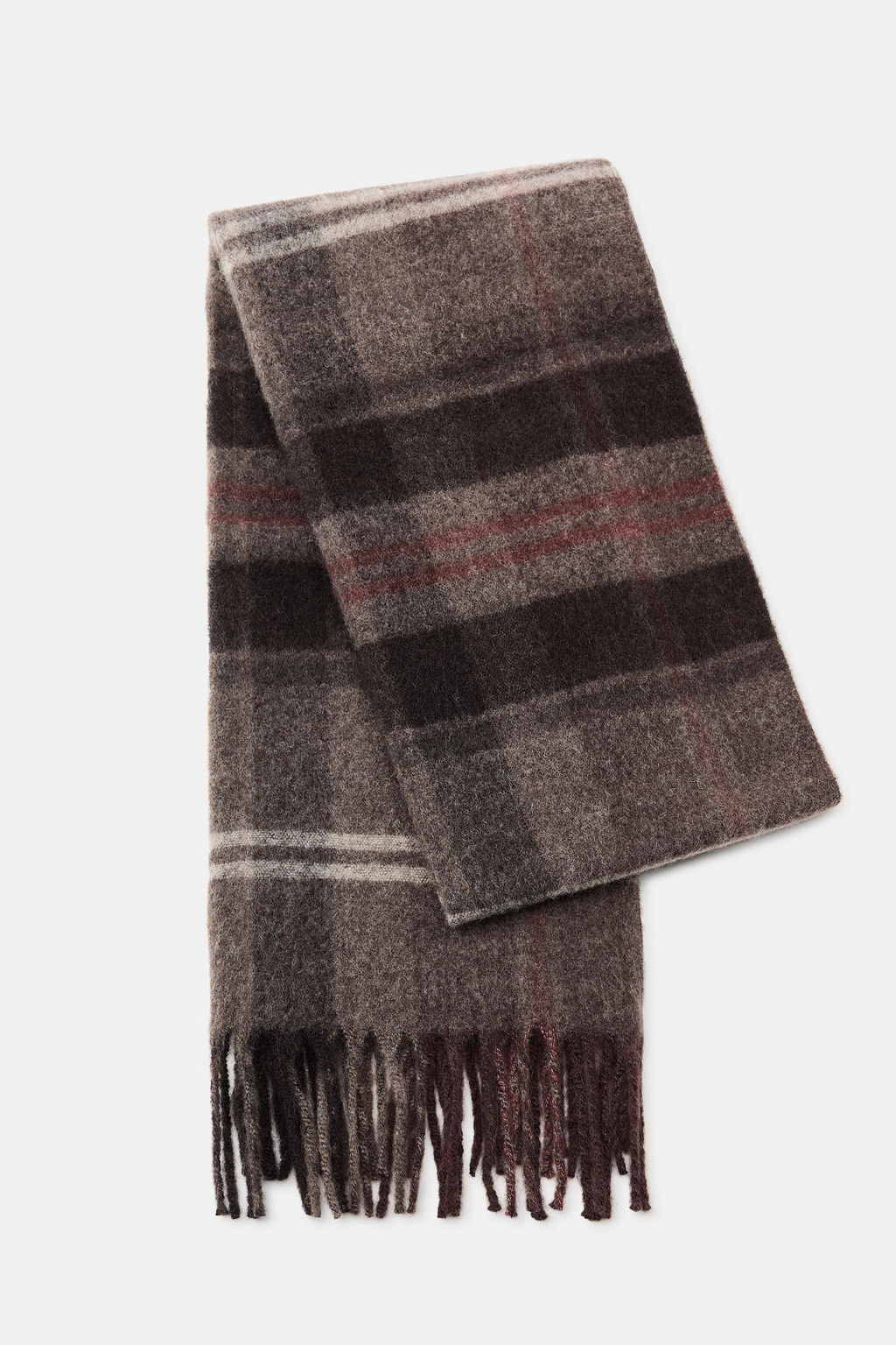 CHECK SCARF WITH FRINGE - Zara фото 8