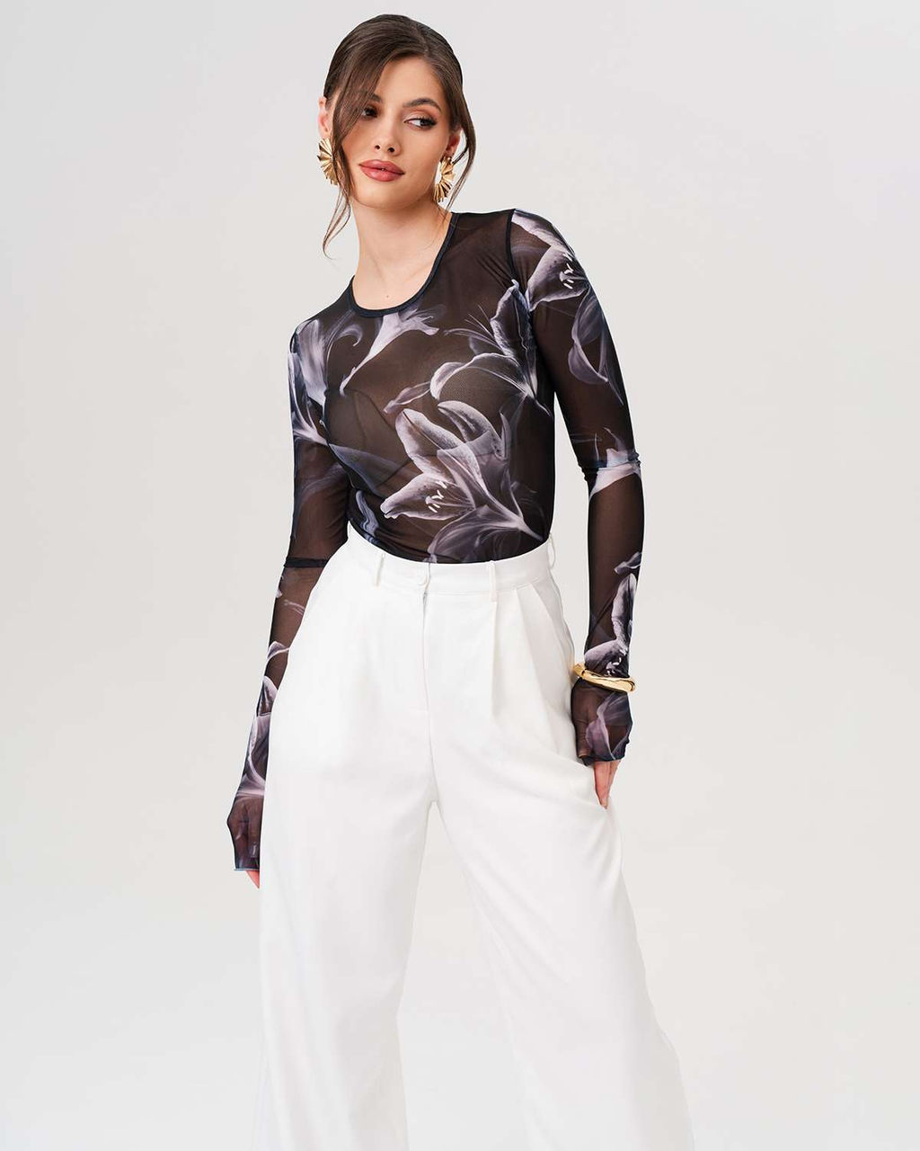 Лонгслив из сетки с принтом 457.4.12 - Sahar art lab фото 8