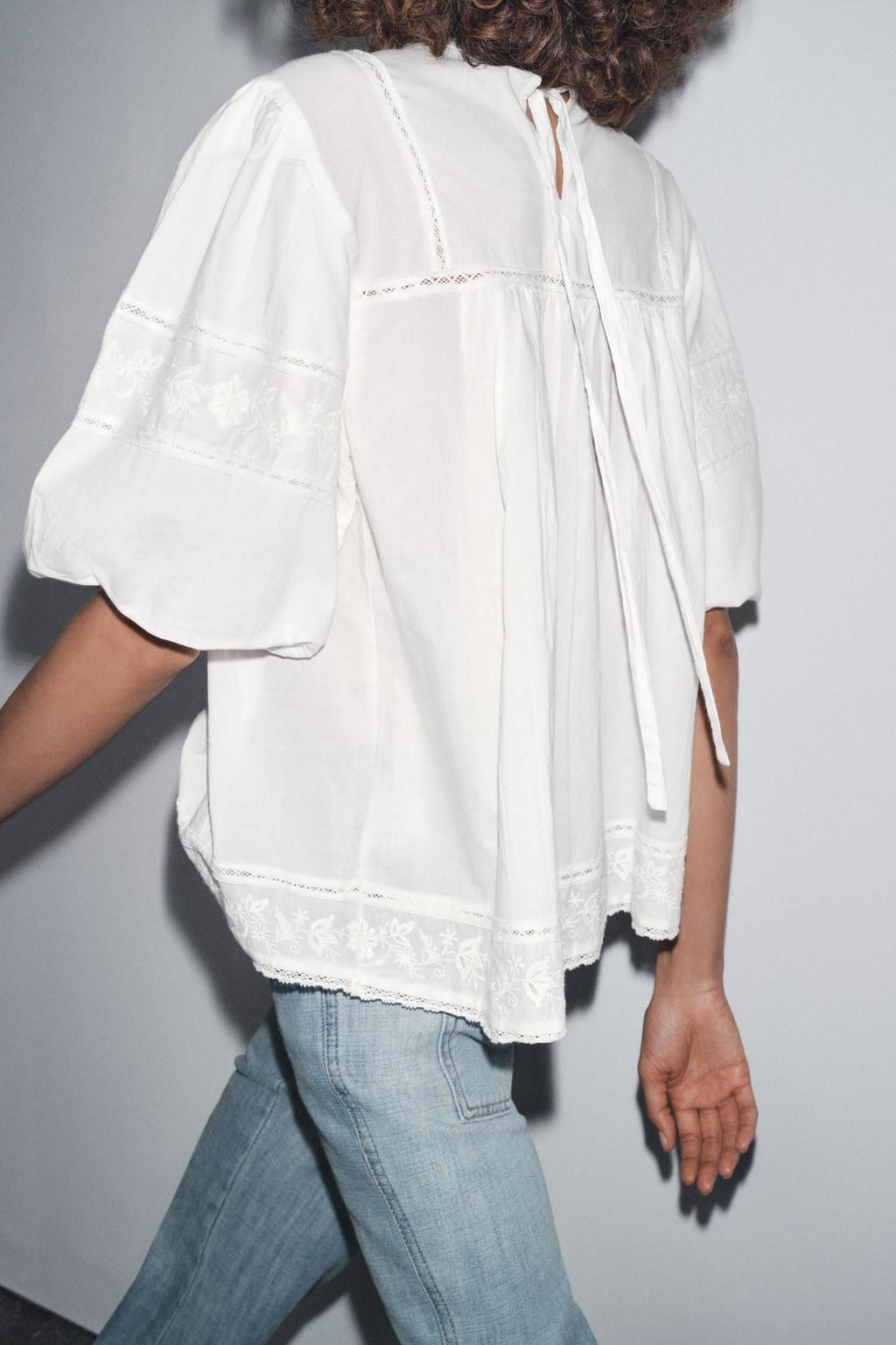 ZW COLLECTION EMBROIDERED ROMANTIC BLOUSE - Zara фото 3