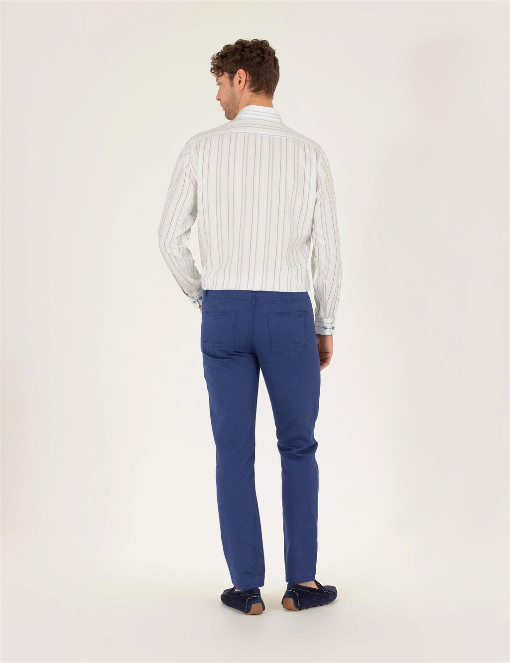 _ndigo Slim Fit Keten Kar___ml_ Kanvas Pantolon