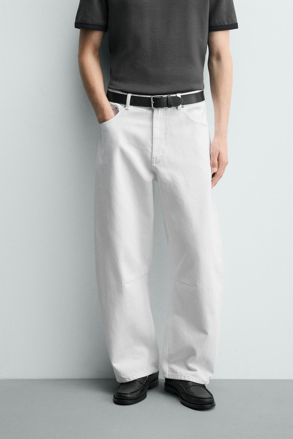 PANTAL?N BARREL FIT / Blanco