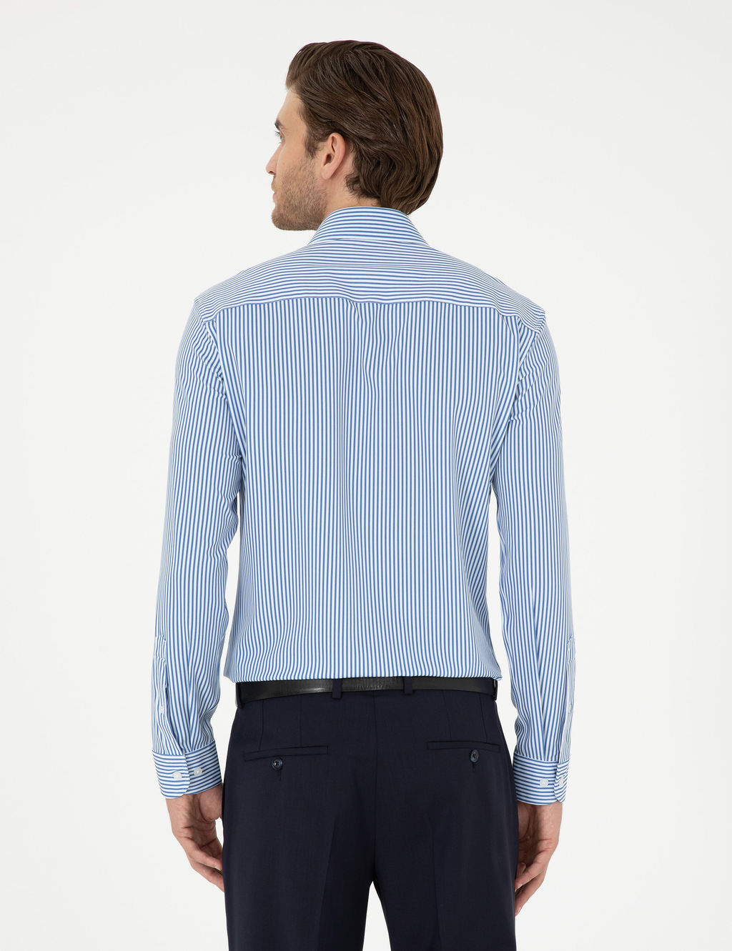 Mavi _izgili Ex. Slim Fit Uzun Kollu G_mlek