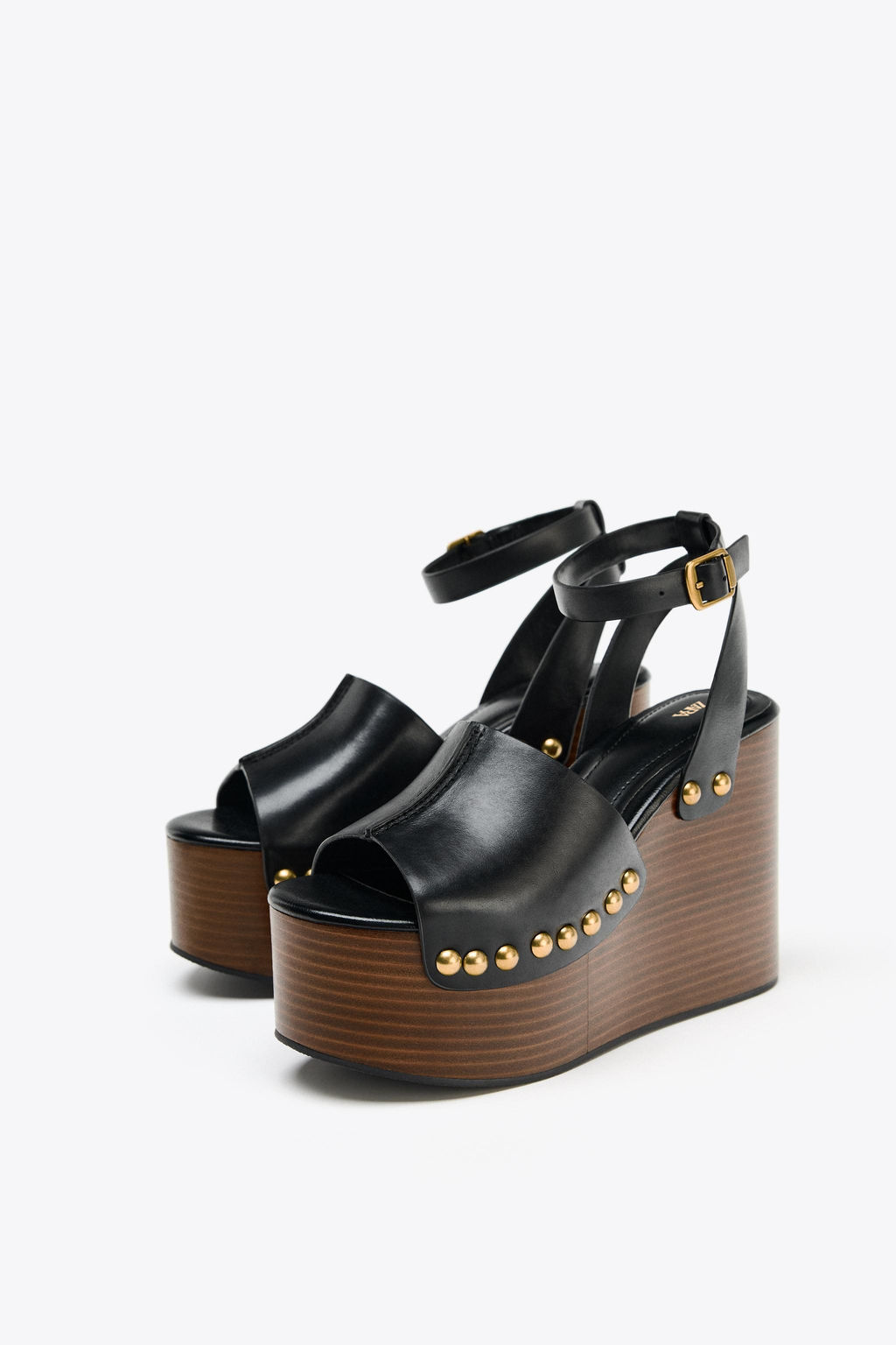 LEATHER WEDGE SANDALS WITH STUDS - Zara фото 15