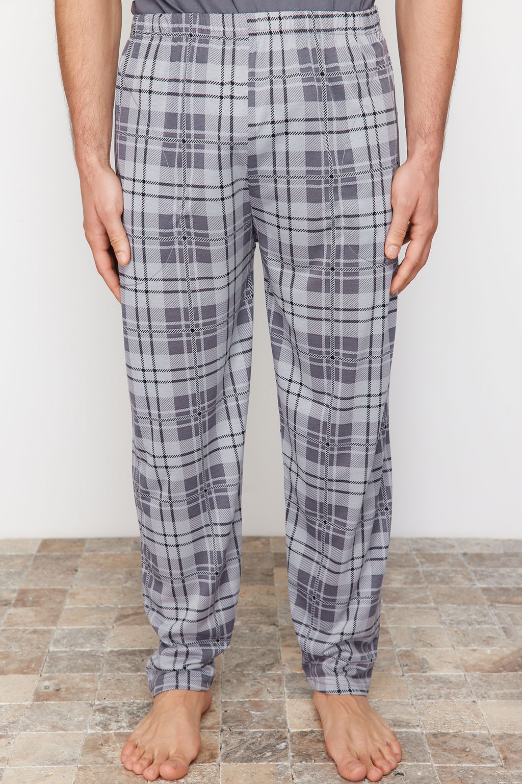 TRENDYOL MAN Antrasit Regular Fit Ekose Orme Pijama Tak?m? TMNSS24PT00037 - Trendyolmilla фото 5