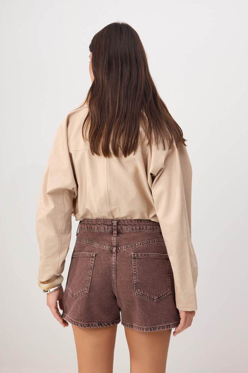 Bordo Vintage Y?kama Dusuk Bel City Boy Denim Sort TWOSS26SR00073 - Trendyolmilla фото 4