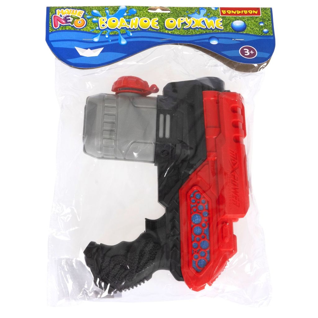 Водный пистолет на батар., Bondibon "Наше Лето", светящ, автоматич. стрельба водой, водозащита корпу