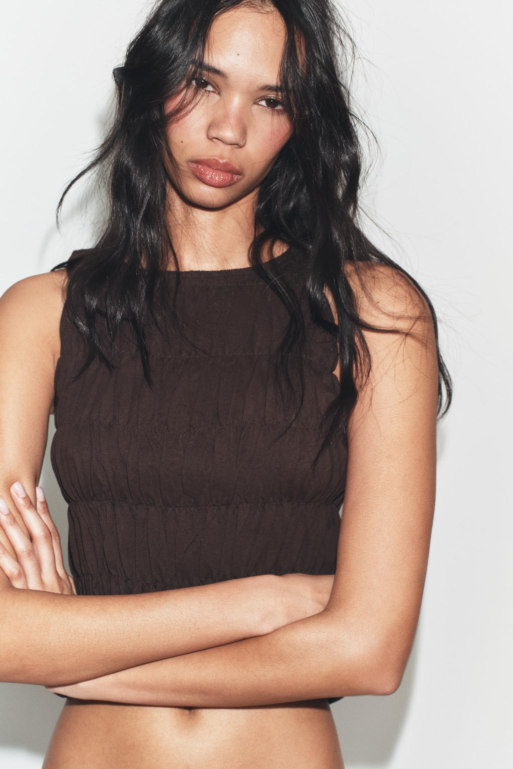 TOP FRUNCES / Chocolate - Zara фото 3