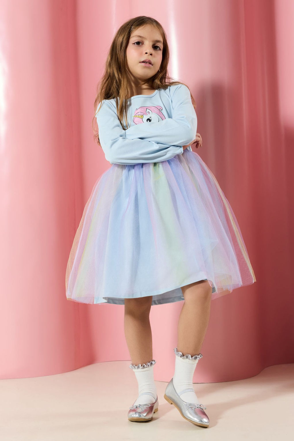 Bebe Mavisi K?z Cocuk Tutu Etekli Desenli Orme Elbise TKDAW25EL00030 - Trendyolmilla фото 2