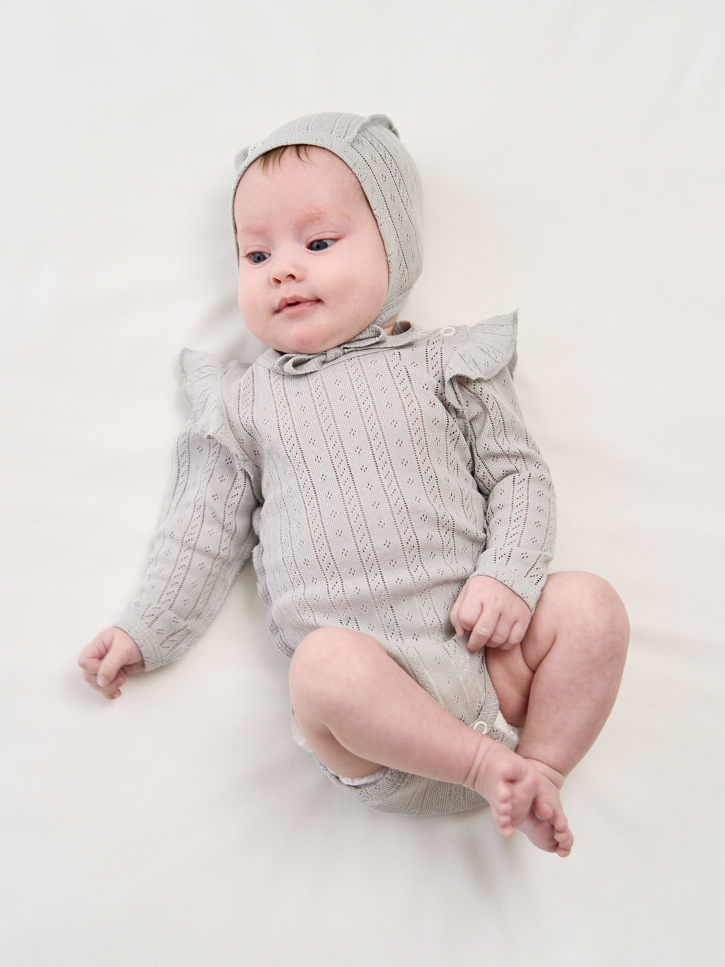 Боди с крылышками "Жемчуг" из ажурного хлопка 0+