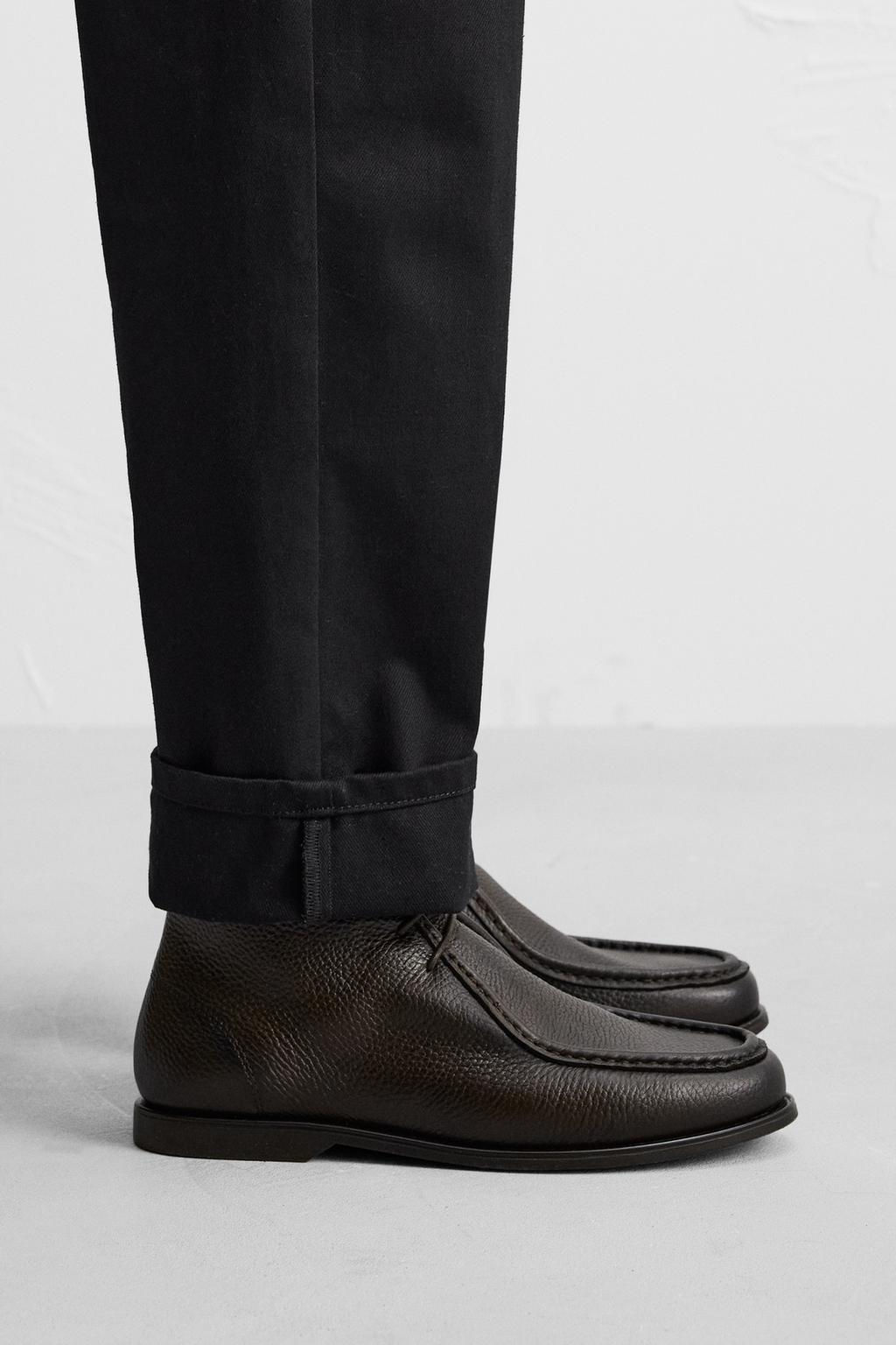 LEATHER MOC TOE BOOTS - Zara фото 2