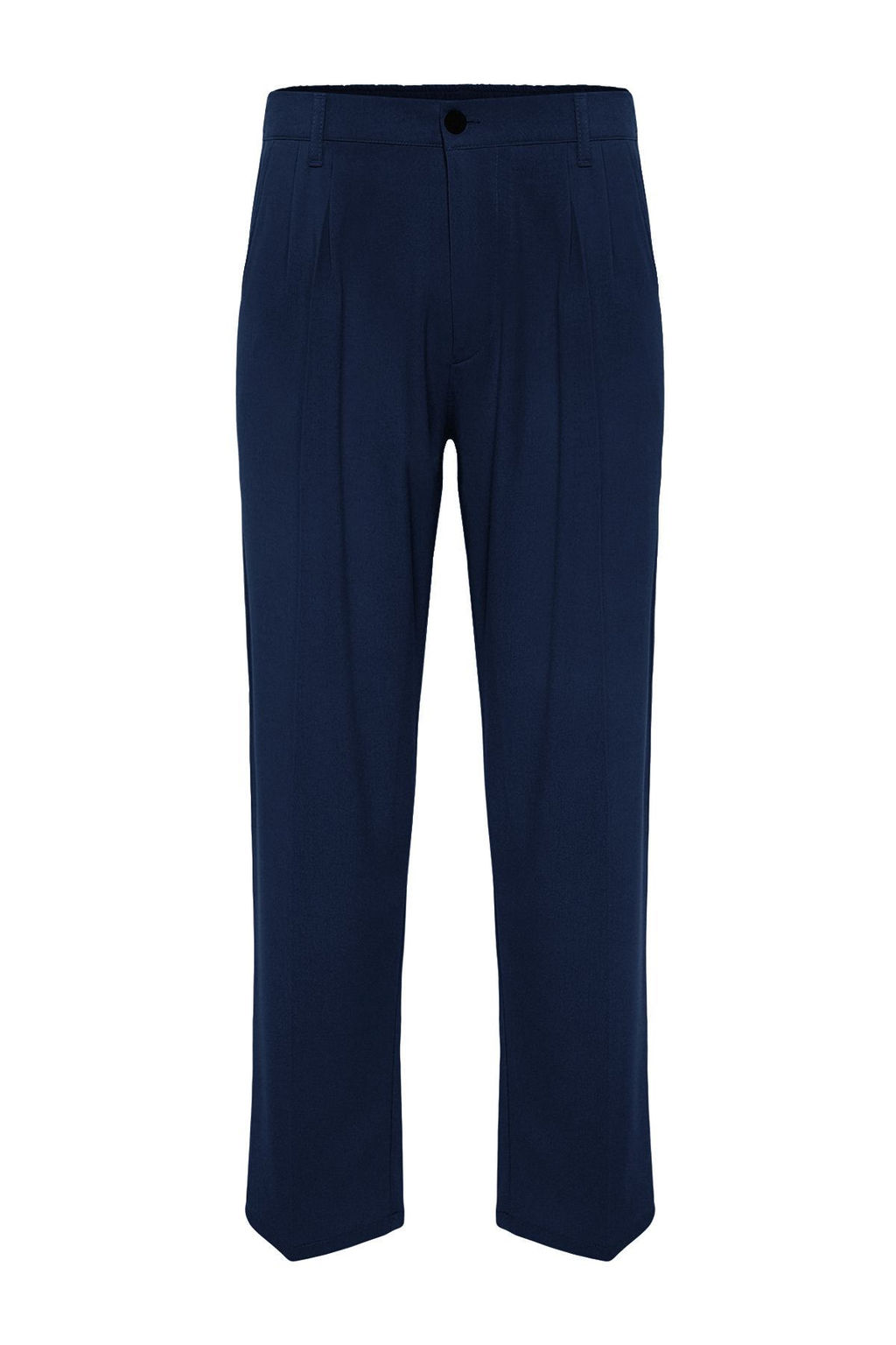 Lacivert Pileli Klasik Baggy Fit Kumas Pantolon TMNSS24PL00024