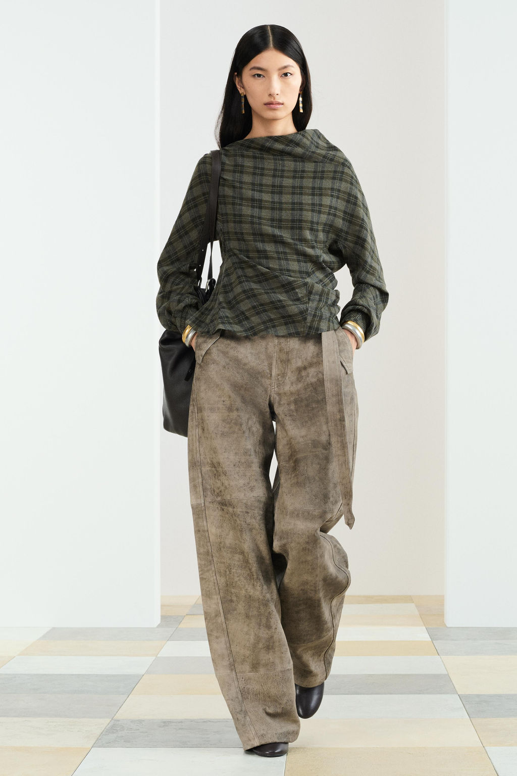 BAGGY WASHED LEATHER TROUSERS